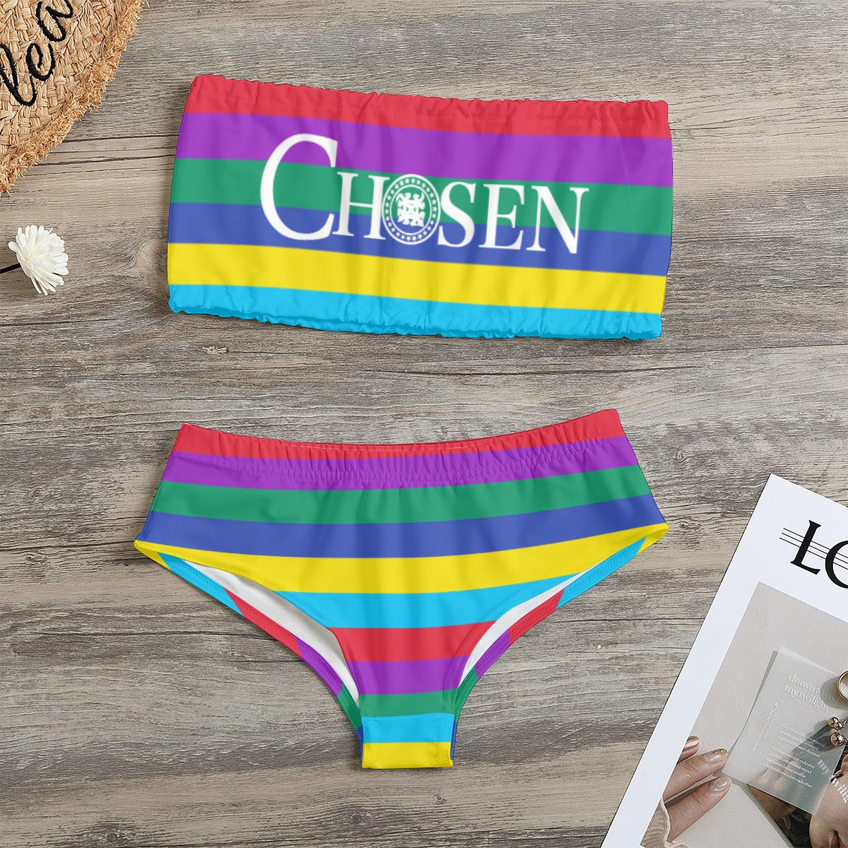 Chosen  Women's Rainbow Strapless Bikini Swimsuit