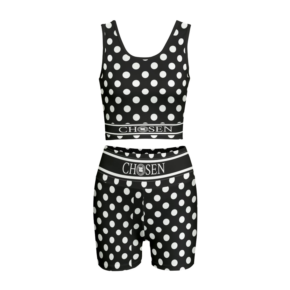 Chosen Black White Polka Dot Yoga Set