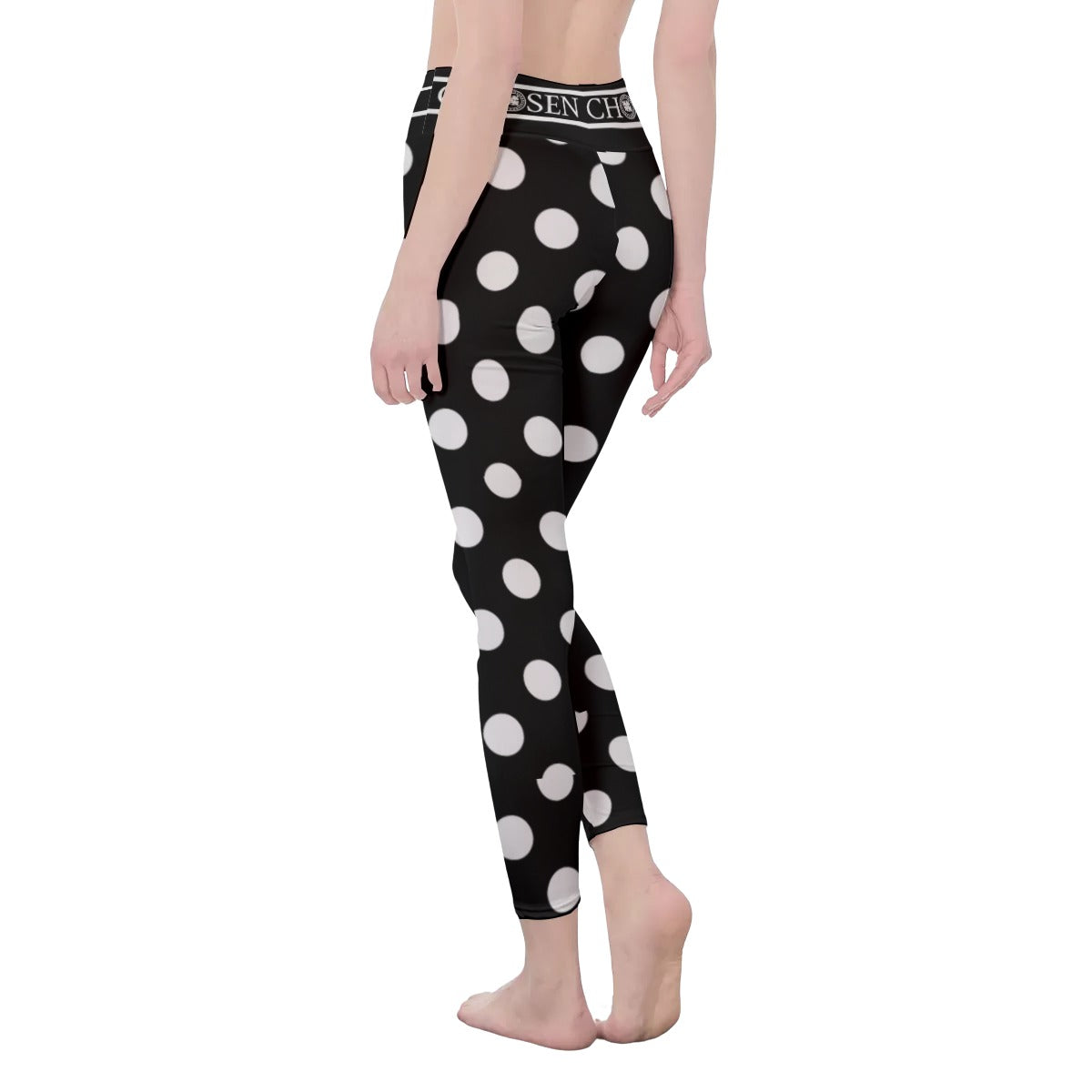 Chosen Black & White Polka Dot Women's High Waist Leggings