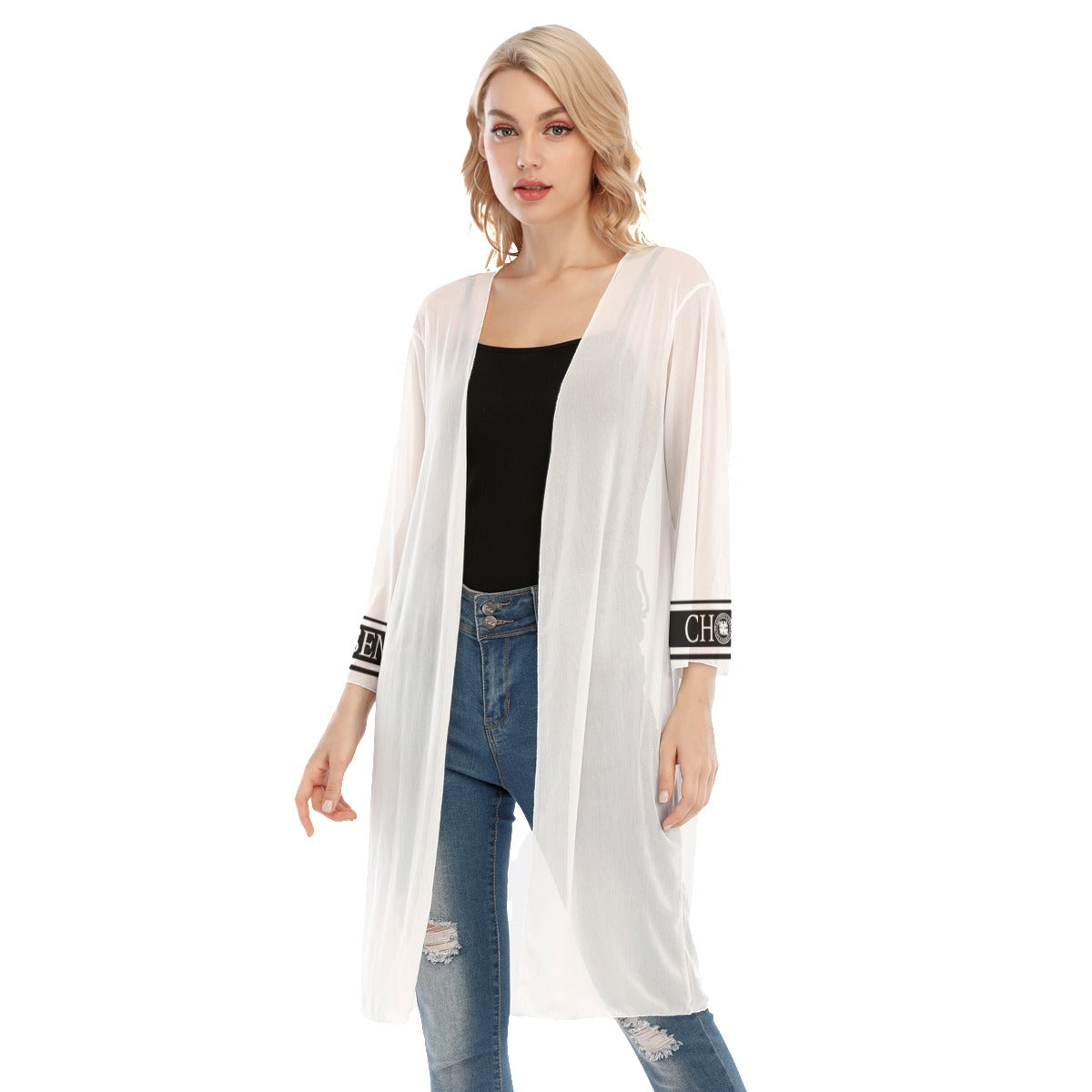 Chosen Women's V-neck Mesh Cardigan