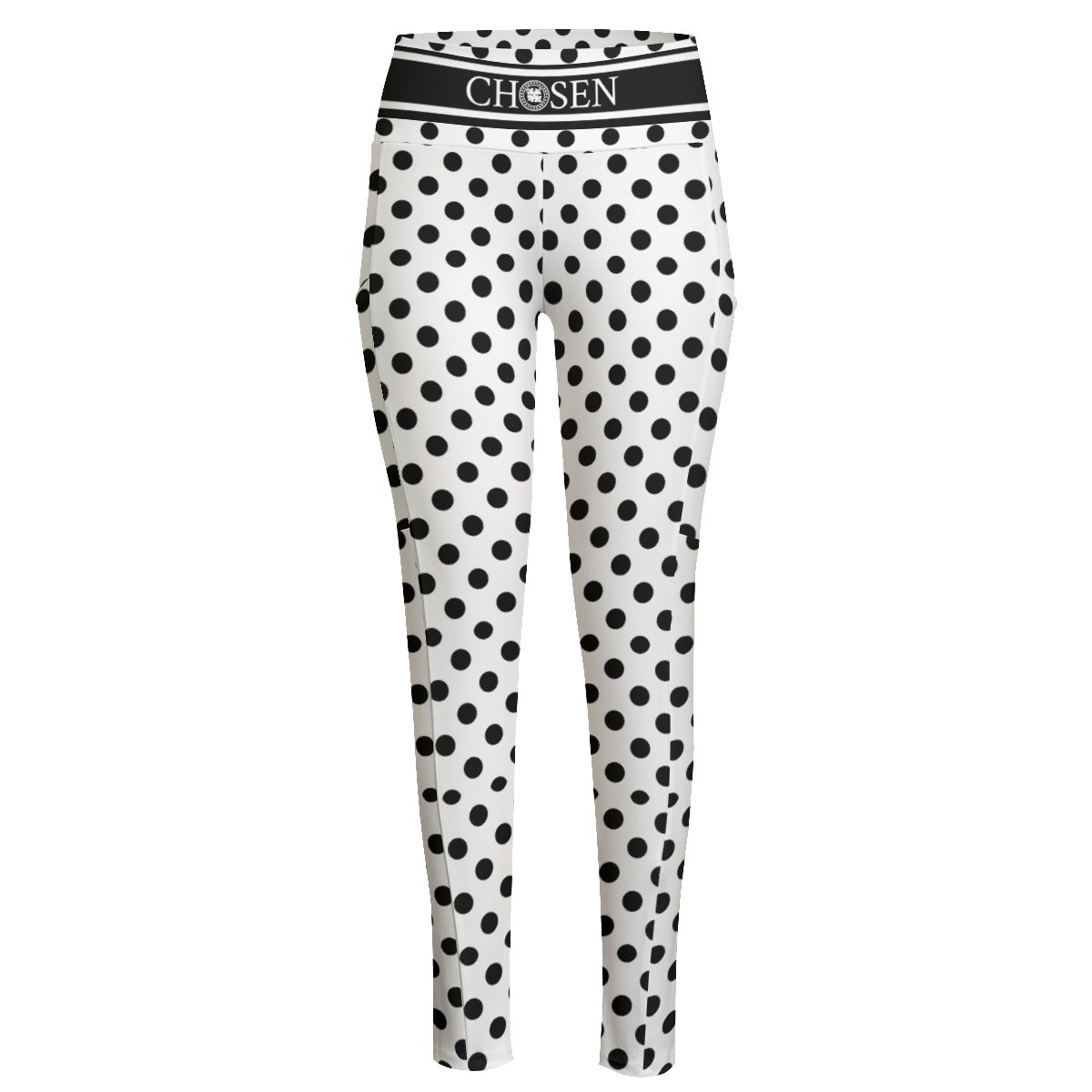 Chosen White Polka Dot Luxury Womens Leggings