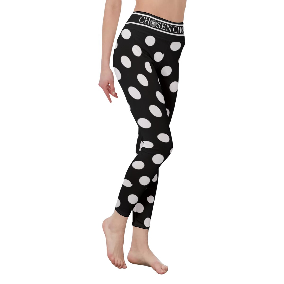 Chosen Black & White Polka Dot Women's High Waist Leggings