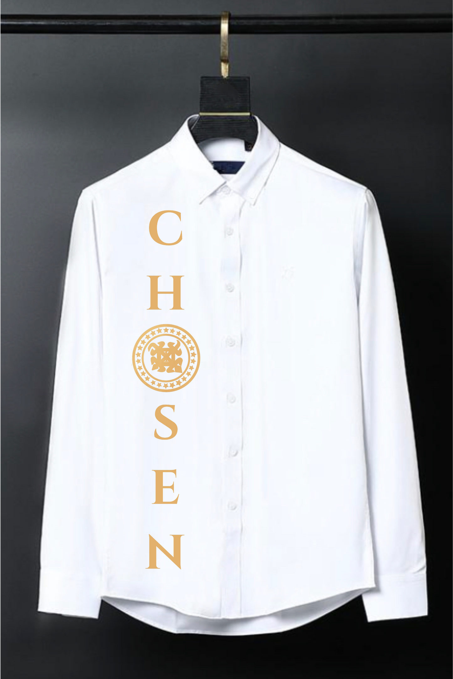 Chosen Gold logo button up