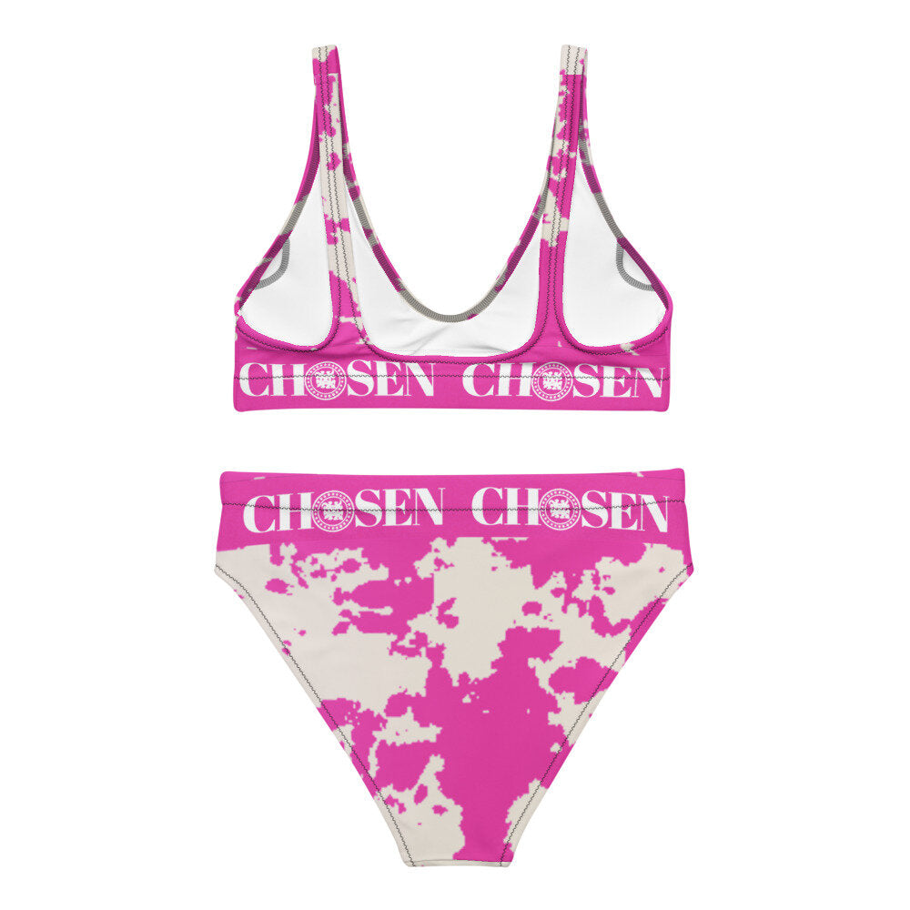 Chosen Pink Tye dye high-waisted bikini