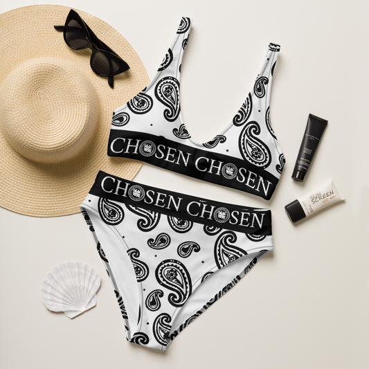 Chosen Black & White Bandanna high-waisted bikini