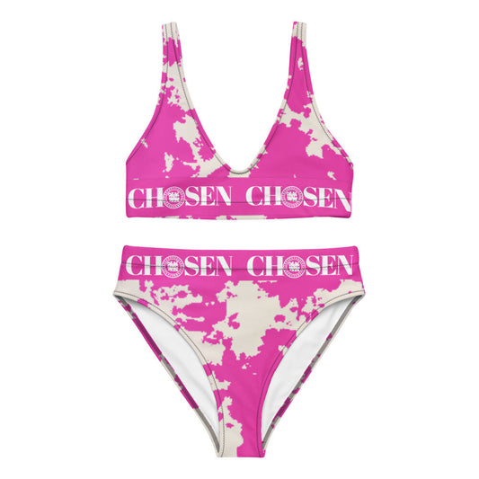 Chosen Pink Tye dye high-waisted bikini